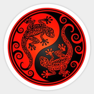 Red and Black Yin Yang Geckos Sticker